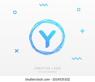 Y letter Logo With Brush Line Design. Vector Illustration