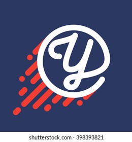Y letter logo in circle with speed line. Font style, vector design template elements for your sport application or corporate identity.