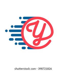 Y letter logo in circle with speed line. Font style, vector design template elements for your sport application or corporate identity.