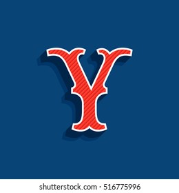 Y letter logo in classic sport team style font. Typography for your posters, sportswear, club t-shirt, banner, etc.  