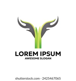 Ilustración abstracta del vector del degradado colorido del logotipo de la letra y