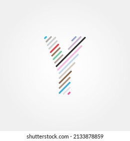 Y Letter Logo With Colorful Lines Design. Line Letter Symbol Vector Illustration. Amazing Professional Elegant Minimal Artistic Colorful Y Wavy Initial Based Alphabet Icon Logo.