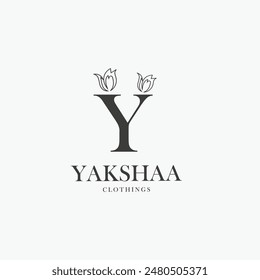 Y letter logo with a creative floral concept for company business beauty real estate premium vector