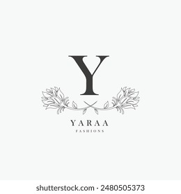 Y letter logo with a creative floral concept for company business beauty real estate premium vector