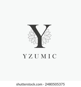 Y letter logo with a creative floral concept for company business beauty real estate premium vector