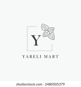 Y letter logo with a creative floral concept for company business beauty real estate premium vector