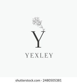 Y letter logo with a creative floral concept for company business beauty real estate premium vector