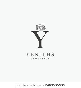 Y letter logo with a creative floral concept for company business beauty real estate premium vector