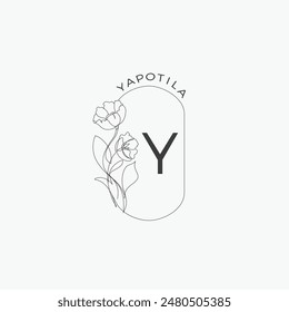 Y letter logo with a creative floral concept for company business beauty real estate premium vector