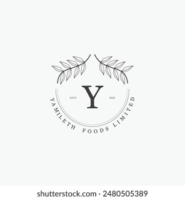 Y letter logo with a creative floral concept for company business beauty real estate premium vector