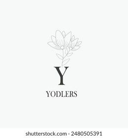 Y letter logo with a creative floral concept for company business beauty real estate premium vector