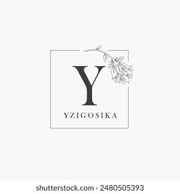 Y letter logo with a creative floral concept for company business beauty real estate premium vector