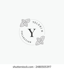 Y letter logo with a creative floral concept for company business beauty real estate premium vector