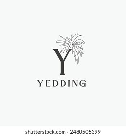 Y letter logo with a creative floral concept for company business beauty real estate premium vector