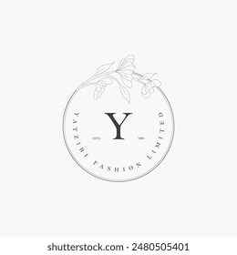 Y letter logo with a creative floral concept for company business beauty real estate premium vector