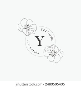 Y letter logo with a creative floral concept for company business beauty real estate premium vector