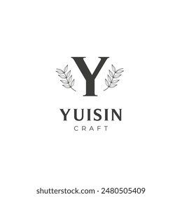 Y letter logo with a creative floral concept for company business beauty real estate premium vector