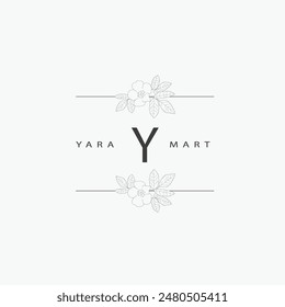 Y letter logo with a creative floral concept for company business beauty real estate premium vector