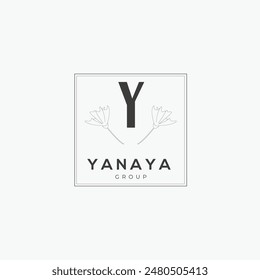 Y letter logo with a creative floral concept for company business beauty real estate premium vector