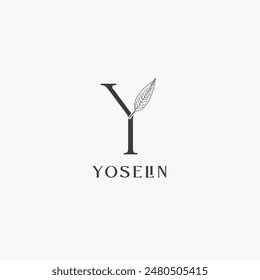 Y letter logo with a creative floral concept for company business beauty real estate premium vector