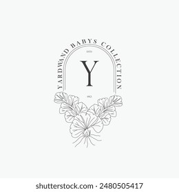 Y letter logo with a creative floral concept for company business beauty real estate premium vector