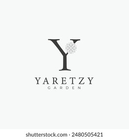 Y letter logo with a creative floral concept for company business beauty real estate premium vector