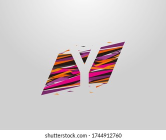 Y Letter Logo. Creative Modern Abstract Geometric Initial Y Design, made of various colorful pop art strips shapes  