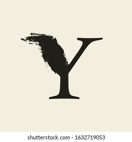 Y letter logo. Custom serif style lettering with hand drawn brush stroke. Classic vector font for your fashion poster, jewelry badge, vintage banner, boutique card etc.