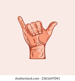 Y letter logo in a deaf-mute hand gesture alphabet. Hand drawn vector illustration