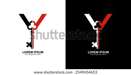 Y letter logo design combined with a key