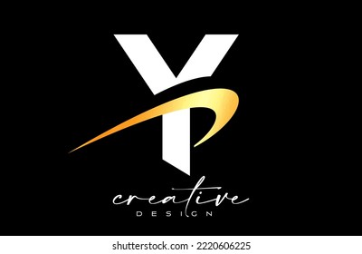 Y Letter Logo Design with Creative Golden Swoosh. Letter y Initial icon with curved shape vector illustration.