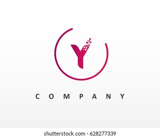 Y letter logo design with dots and circle