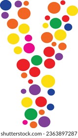 Elemento de diseño del logotipo de la letra Y con círculos coloridos