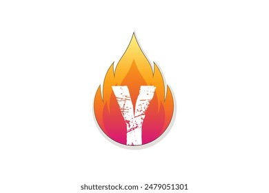 Y letter logo design in fire initial in watercolor style Premium Vector