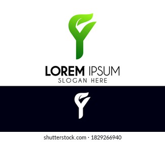 Diseño del logotipo de la letra Y con concepto de hoja. Logotipo moderno adecuado para elementos vectores creativos, plantilla, negocios, marca, empresa o empresa
