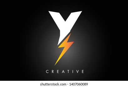 Y Letter Logo Design With Lighting Thunder Bolt. Electric Bolt Letter Logo Vector Illustration.