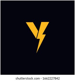 Diseño De Logotipo Y Con Tornillo De Lámpara. Ilustración del vector con el logotipo de la letra del perno eléctrico.