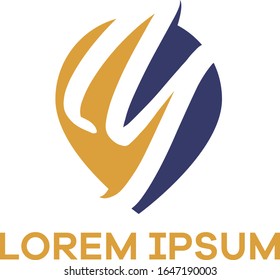 Y letter logo design. Letter Y in pin shape vector illustration	