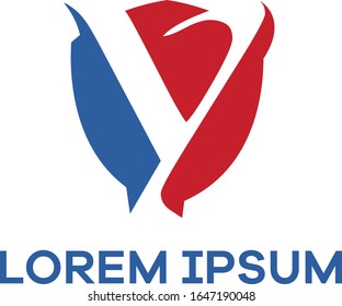Y letter logo design. Letter Y in shield vector illustration. safety and security icon	