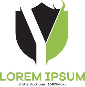 Y letter logo design. Letter Y in shield vector illustration. safety and security icon	