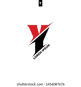 Y Letter Logo Design with Swoosh Black and red. Modern Creative lines Letters  Logo Vector.