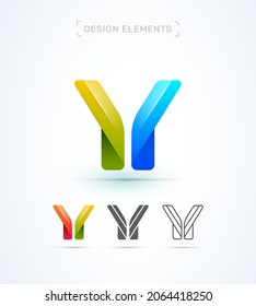 Plantilla de diseño del logotipo de la letra Y. Estilos modernos de arte vectorial 3d, plano y lineal