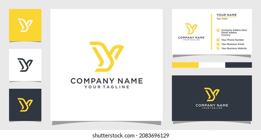 Y letter logo design template vector with business card design.