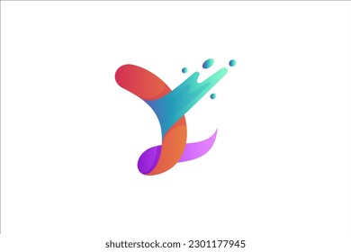 Y letter logo design template with splash effect