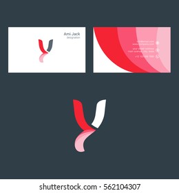 Y Letter logo design vector element with Business card