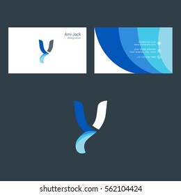 Y Letter logo design vector element with Business card