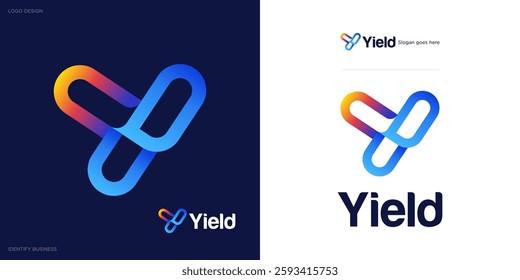 Y letter logo design, Vibrant Y Initial Logo with colorful gradient style, Simple modern Y symbol icon inspirations, Creative concept Dynamic Y Logo for business and technology or Brand Identity.