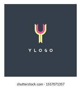 Y letter logo double colored line design vector 