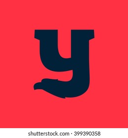 Y letter logo with eagle. Font style, vector design template elements for your sport application or corporate identity.