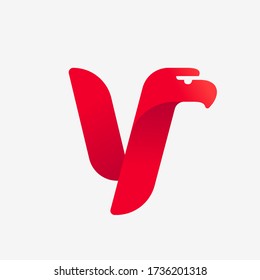 Y letter logo with eagle head silhouette. Vector italic font perfect for sport identity, luxury posters and real estate company, etc.